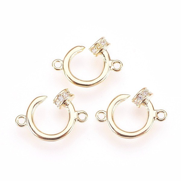

PandaHall Brass Links, with Cubic Zirconia, Nickel Free, Clear, Real 18K Gold Plated, 13x9x2mm, Hole: 0.5mm Brass+Cubic Zirconia Ring Clear