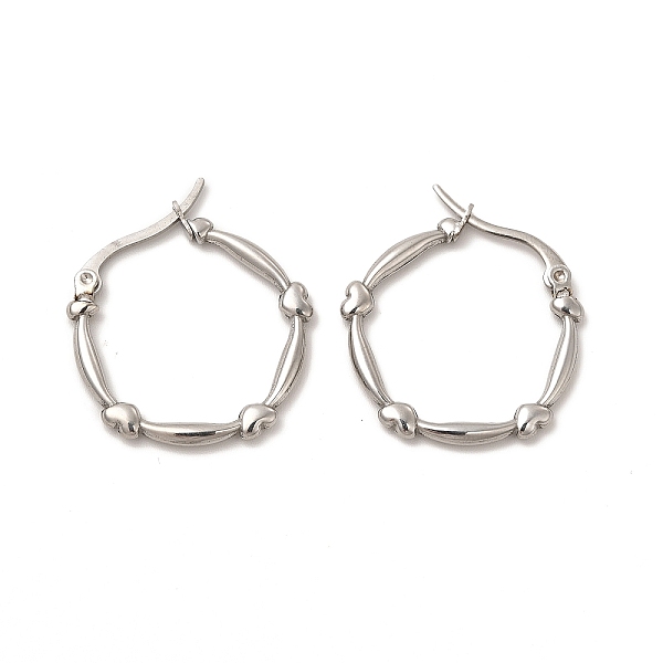 

PandaHall 304 Stainless Steel Heart Hoop Earrings for Women, Stainless Steel Color, 29.5x25x2mm, Pin: 0.8~1.4x0.7mm 304 Stainless Steel...