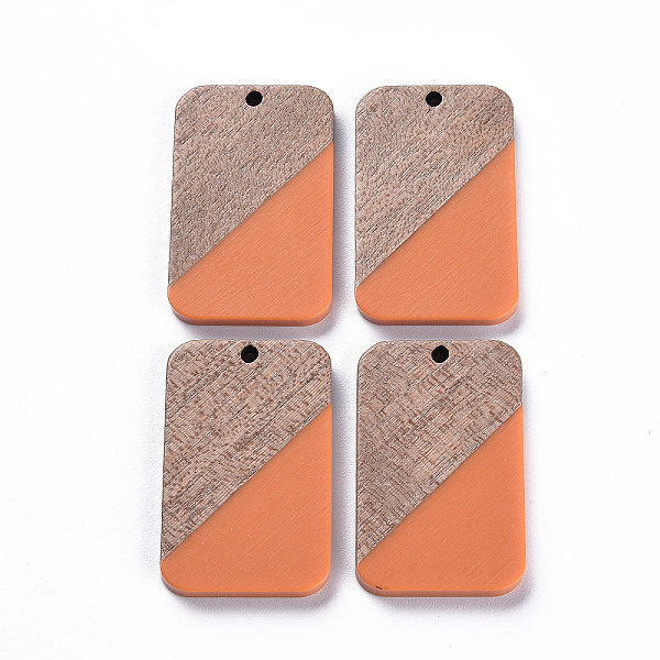 

PandaHall Opaque Resin & Walnut Wood Pendants, Two Tone, Rectangle, Mixed Color, 32.5x21x3mm, Hole: 2mm Resin+Wood Rectangle Multicolor
