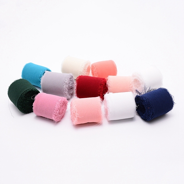 

PandaHall Polyester Ribbon, Fringe Chiffon Silk-Like Ribbon, for Wedding Invitations, Bouquets, Gift Wrapping, Mixed Color, 1-1/2 inch(38mm)..., Multicolor