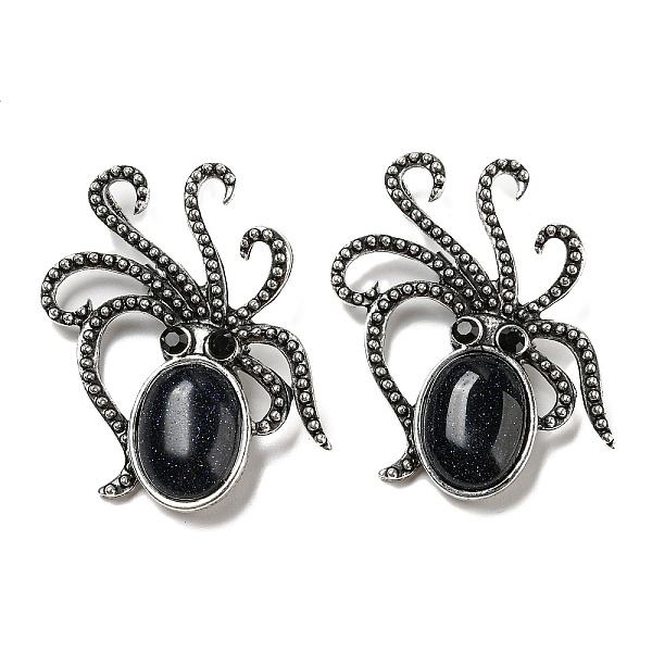 

PandaHall Synthetic Blue Goldstone Octopus Brooch, Alloy Pave Jet Rhinestone Sea Animal Pins, Antique Silver, 52.5~53x36.5x8~9mm, Hole..., Black