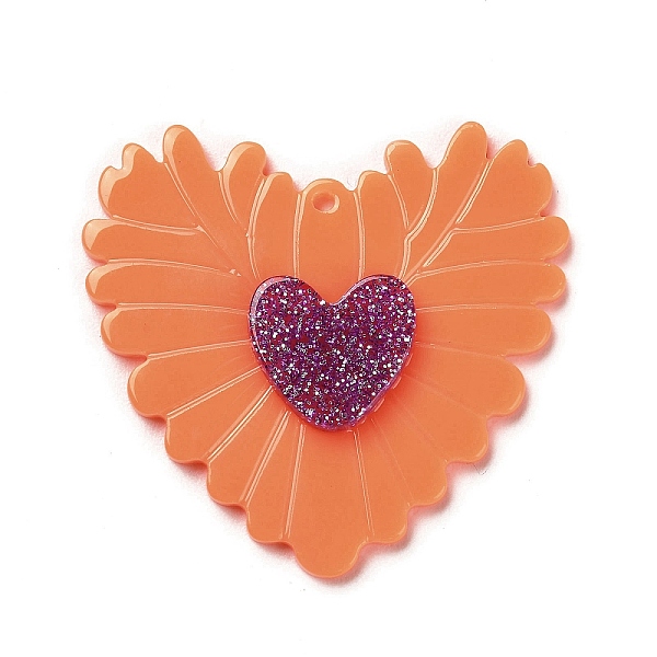 

PandaHall Opaque Acrylic Pendants, Heart, Coral, 37x39.5x4.5mm, Hole: 1.5mm Acrylic Heart Red