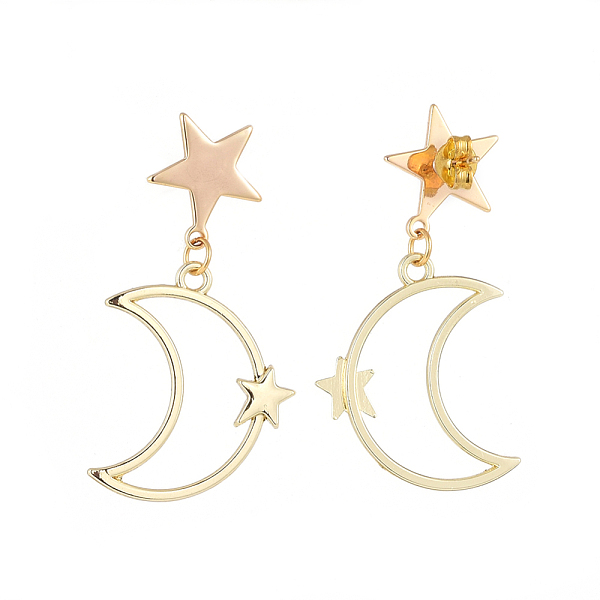 Star & Moon Dangle Stud Earrings
