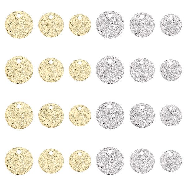 

PandaHall 60Pcs 6 Style Ion Plating(IP) 304 Stainless Steel Textured Pendants, Flat Round, Mixed Color, 8~12x1mm, Hole: 1.2~1.4mm...