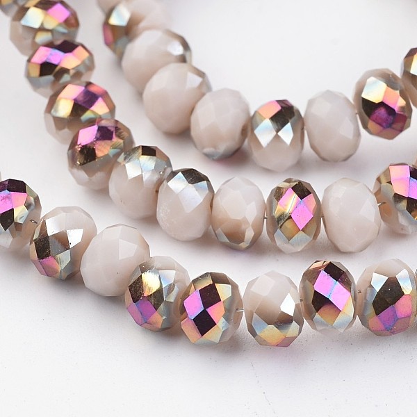 

PandaHall Electroplate Glass Beads Strands, Half Plated, Faceted Rondelle, Seashell Color, 6x4mm, Hole: 1mm, about 100pcs/strand, 15.7 inch...