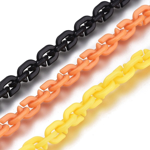 

PandaHall Handmade Opaque Acrylic Cable Chains, Unwelded, Mixed Color, 39.37 inch(100cm), Link: 9x6.5x1.7mm, 1m/strand Acrylic Multicolor