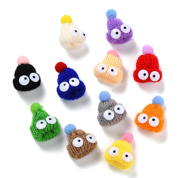 

PandaHall Christmas Theme Handmade Wool Woven Hat Decoration, with White Flat Eyes, DIY Craft Decoration, Mixed Color, 42x31x21mm Polyester..., Multicolor