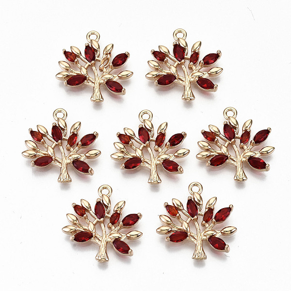 

PandaHall Brass Micro Pave Cubic Zirconia Pendants, Light Gold, Long-Lasting Plated, Cadmium Free & Lead Free, Tree, Red, 18.5x19x3mm, Hole...