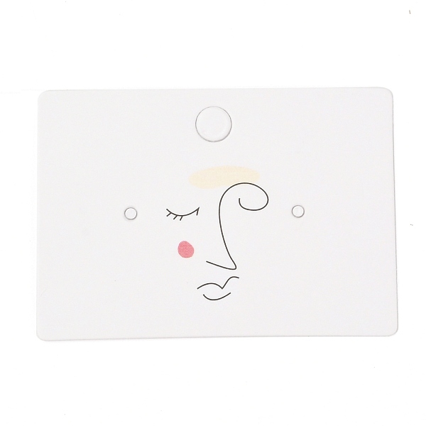 

PandaHall Rectangle Cardboard Jewlery Display Cards, for Earring Display, Face Pattern, 3.5x5x0.04cm, about 100pcs/bag Paper Body