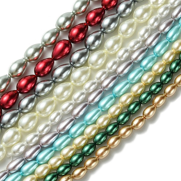 

PandaHall Teardrop Grade A Glass Pearl Beads Strands, Mixed Color, 6~9x4~6mm, Hole: 1mm, about 43~64pcs/strand, 15.7 inch~16.1 inch Glass..., Multicolor