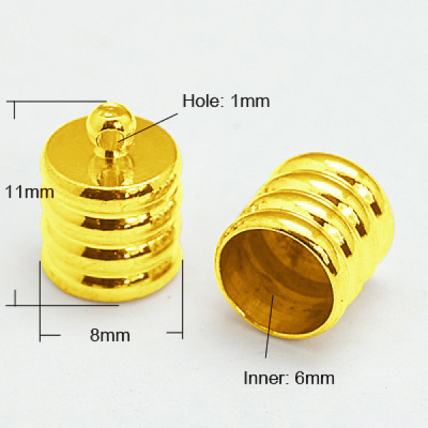 

PandaHall Brass Cord Ends, Golden, 11x8mm, Hole: 1mm, Inner Diameter: 6mm Brass