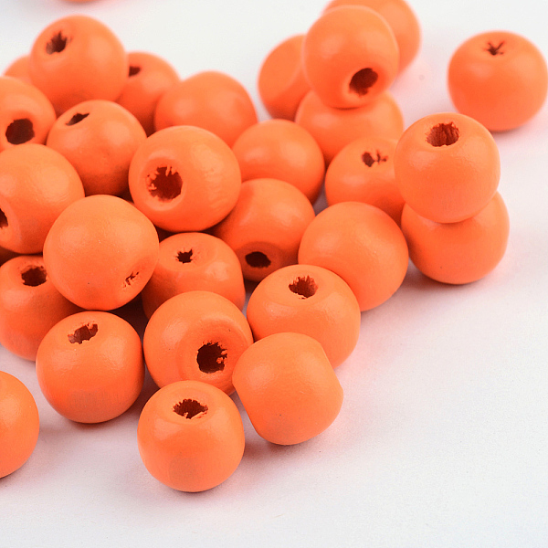 

PandaHall Natural Wood Beads, Dyed, Round, Orange Red, 10x9mm, Hole: 2.5~3.5mm, about 3000pcs/1000g Schima Wood Round Red