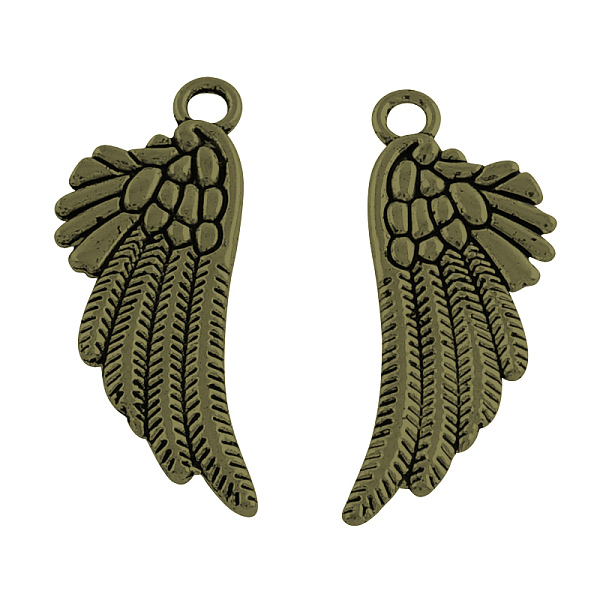 

PandaHall Tibetan Style Alloy Wing Pendants, Cadmium Free & Nickel Free & Lead Free, Antique Bronze, 29x11x2mm, Hole: 2.5mm, about...
