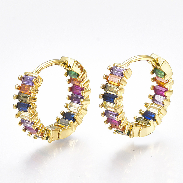 

PandaHall Brass Micro Pave Cubic Zirconia Huggie Hoop Earrings, Ring, Real 18K Gold Plated, 4x15.5mm, Pin: 1mm Cubic Zirconia Ring