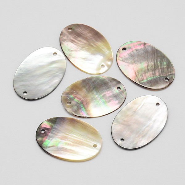 

PandaHall Oval Black Lip Shell Links connectors, Beige, 29x20x2mm, Hole: 1mm Shell Oval Yellow