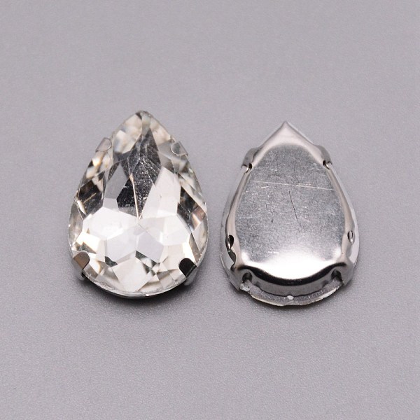 

PandaHall Sew on Rhinestone, Glass Rhinestone, with Platinum Stainless Steel Prong Settings, Garments Accessories, Teardrop, Crystal..., Clear