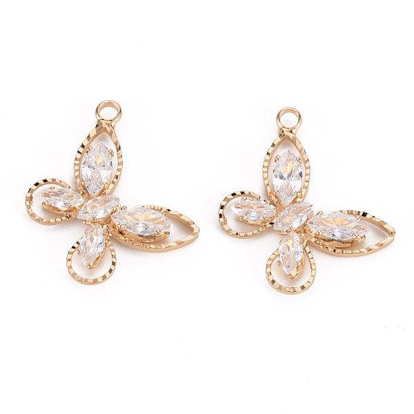 

PandaHall Brass Micro Pave Clear Cubic Zirconia Pendants, Butterfly, Golden, 26x23x3.5mm, Hole: 2mm Brass+Cubic Zirconia Butterfly Clear