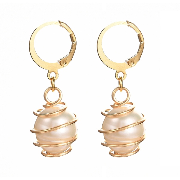 

PandaHall Natural Freshwater Pearl Leverback Earrings for Women, Copper Wire Wrapped Oval Charm Dangle Earrings, White, 33mm, Pin: 1mm Pearl...