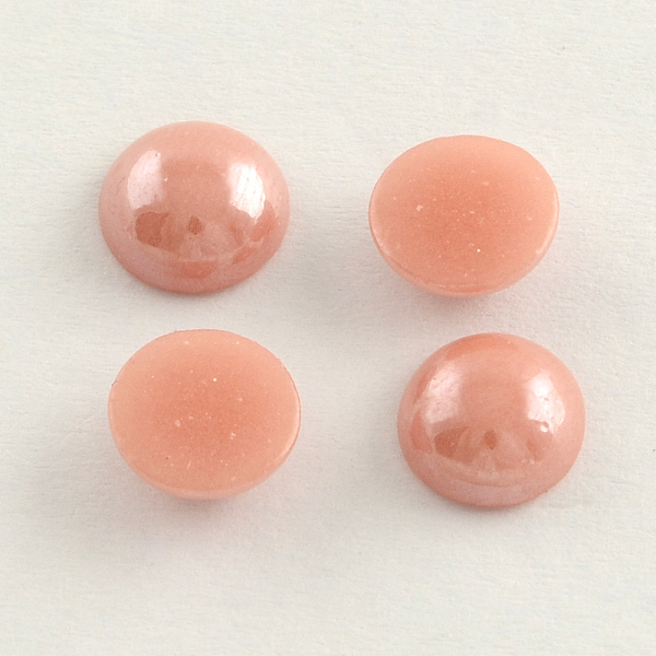 

PandaHall Pearlized Plated Opaque Glass Cabochons, Half Round/Dome, Rosy Brown, 13~14x5~5.5mm Glass Half Round Brown