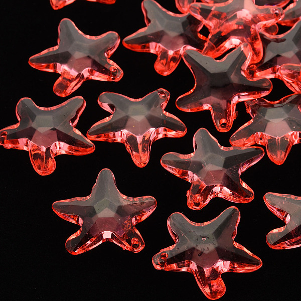 

PandaHall Transparent Acrylic Beads, Star, Salmon, 28.5x29.5x7.5mm, Hole: 1.8mm, about 189pcs/500g Acrylic Star Red