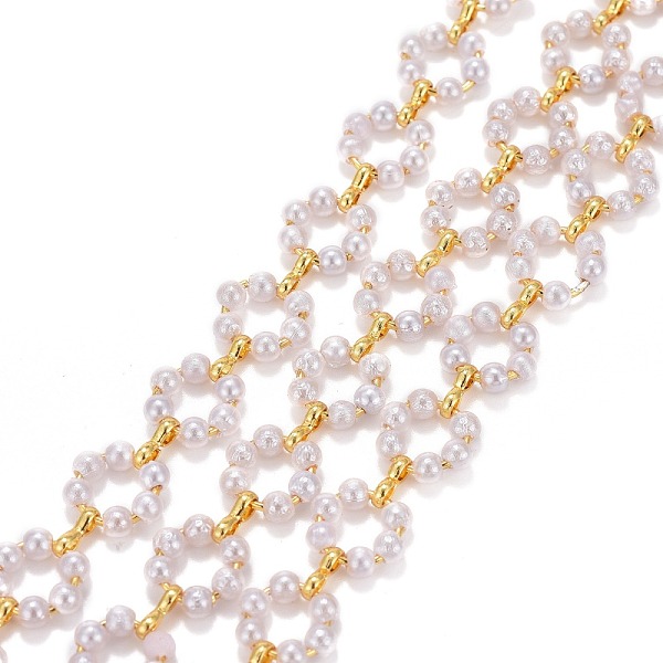 

PandaHall Brass Handmade Beaded Chains, with CCB Plastic Beads and Spool, Long-lasting Plated, Unwelded, Flower,White, Golden, Flower...