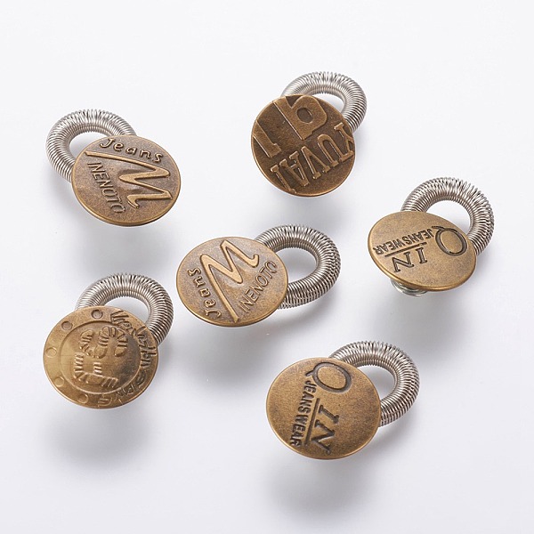 

PandaHall Iron Button Pins for Jeans, Garment Accessories, Flat Round with Word, Antique Bronze, 32.5x20x9mm, Hole: 8x13mm, 6pcs/set Iron...