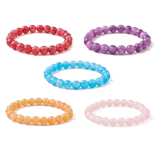 

PandaHall Resin Imiattion Cat Eye Round Beaded Stretch Bracelet for Women, Mixed Color, Inner Diameter: 2-1/4 inch(5.7cm) Resin Multicolor