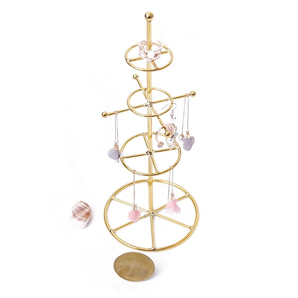 

PandaHall 4-Tier Iron Jewelry Display Racks, Flat Round, Golden, 10x25cm Iron