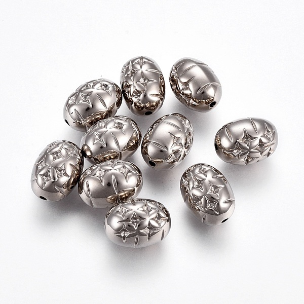 

PandaHall CCB Plastic Beads, Oval with Star, Platinum, 22x16x15.5mm, Hole: 2.5mm Plastic Oval