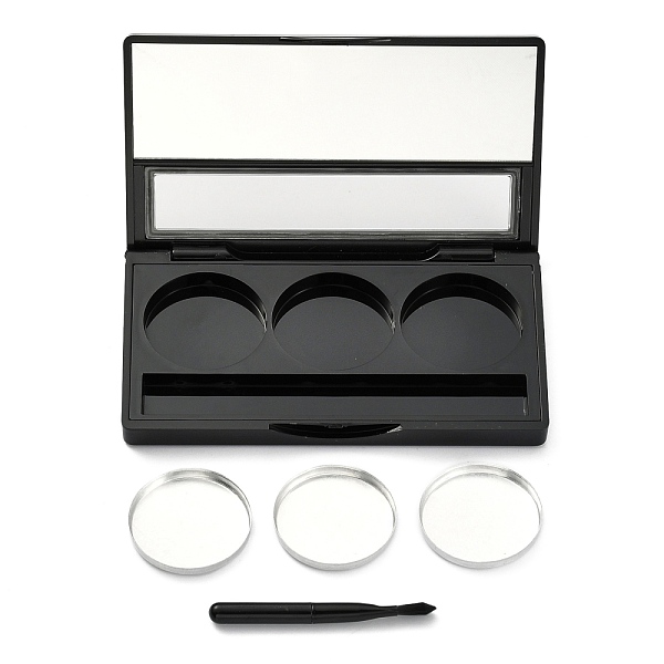 PandaHall ABS Plastic Empty Lip Palette, with Lipbrush & Removable Aluminum Pans, for Eyeshadow Lipstick Makeup Pallet, Black, 5.1x9.2x1.1cm...