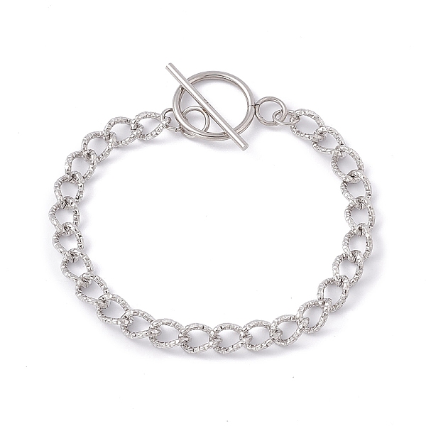 

PandaHall 304 Stainless Steel Curb Chain Bracelet with Toggle Clasp for Women, Stainless Steel Color, 8-5/8 inch(22cm) 304 Stainless Steel