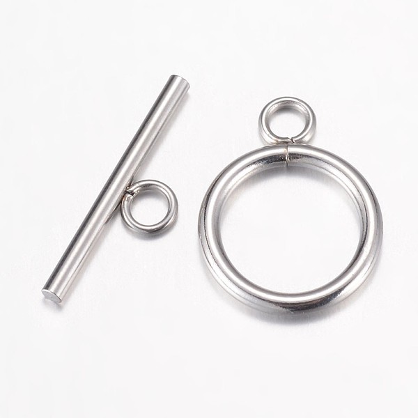 

PandaHall 304 Stainless Steel Toggle Clasps, Stainless Steel Color, Ring: 20.5x15.5x2mm, Hole: 3mm, Bar: 23x7mm 304 Stainless Steel Ring