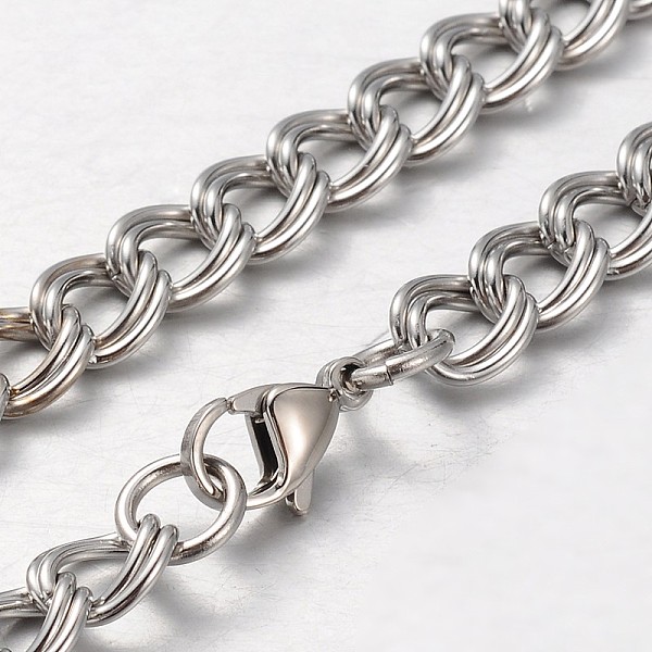 

PandaHall 304 Stainless Steel Double Link Chain Necklace, with Lobster Claw Clasps, Stainless Steel Color, 19.48 inch(49.5cm) 304 Stainless...