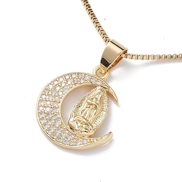 

PandaHall Clear Cubic Zirconia Religion Pendant Necklace, Golden 304 Stainless Steel Jewelry for Women, Moon, 16.26 inch(41.3cm), Pendant...
