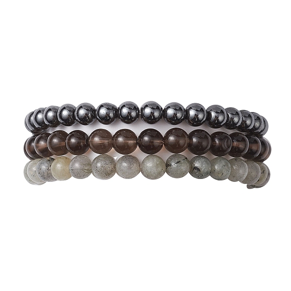 

PandaHall 3Pcs 3 Style Natural & Synthetic Mixed Stone Round Beaded Stretch Bracelets, Stackable Bracelets, Inner Diameter: 2-3/8 inch(6cm)...