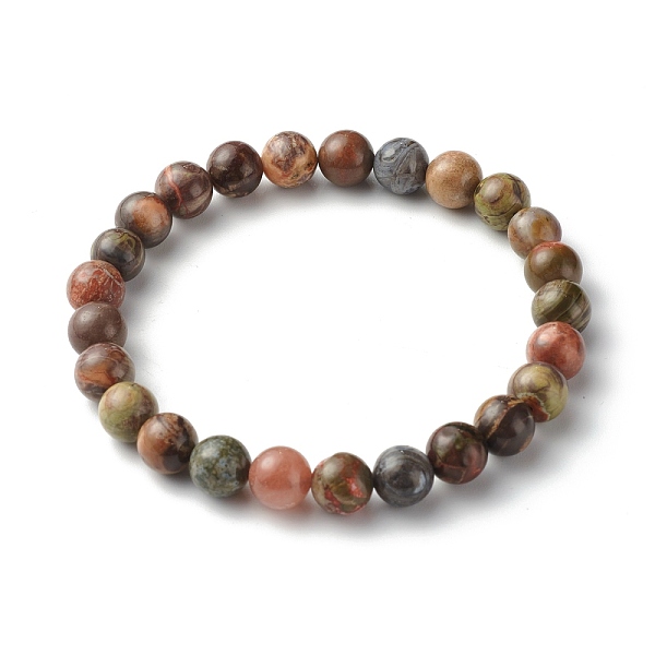 

PandaHall Round Natural Ocean Agate/Ocean Jasper Beads Stretch Bracelets, 3/8 inch(0.85cm), Inner Diameter: 2-3/8 inch(6cm) Ocean Agate
