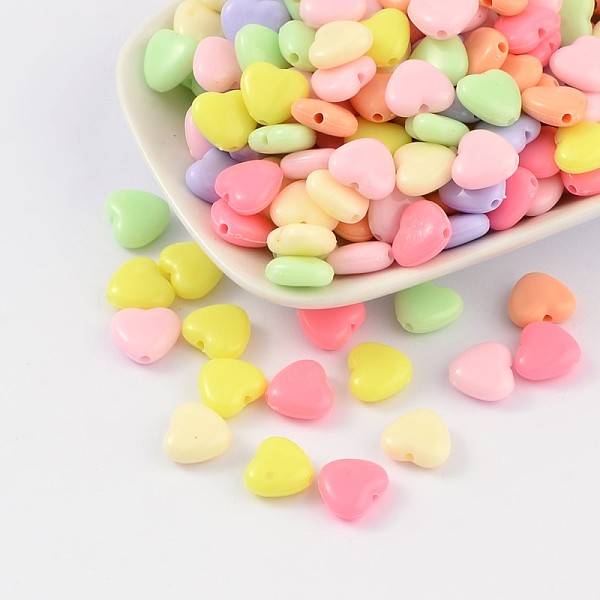 

PandaHall Opaque Acrylic Beads, Heart, Mixed Color, 11x12x5mm, Hole: 2mm Acrylic Heart Multicolor