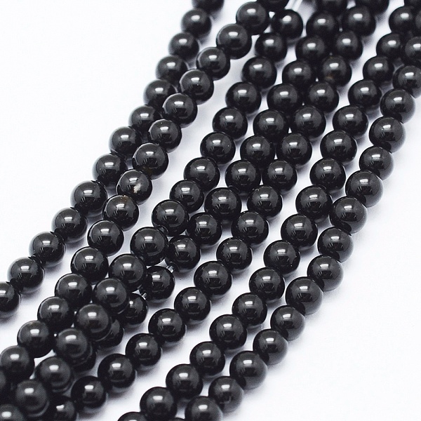 

PandaHall Natural Black Onyx Beads Strands, Dyed, Round, 3mm, Hole: 0.5mm, about 134pcs/strand, 15.16 inch(38.5cm) Black Onyx Round