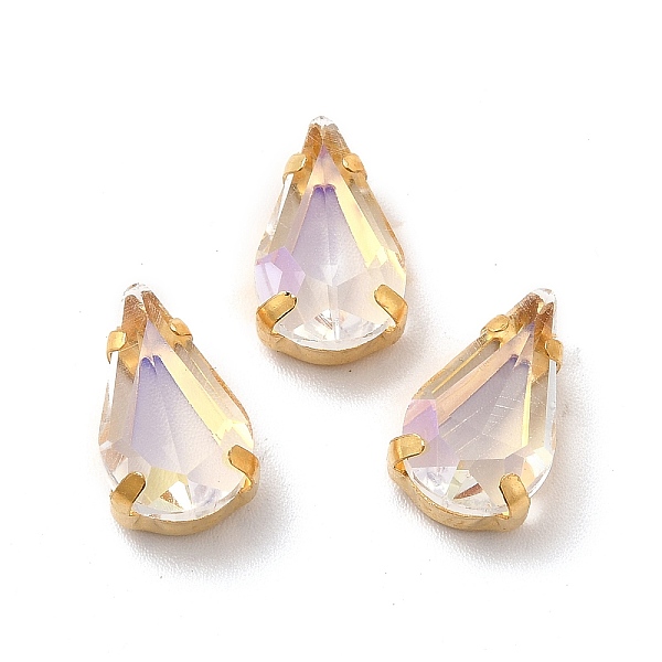 

PandaHall Moonlight Effect Teardrop Sew on Rhinestone, Multi-strand Links, with Golden Tone Brass Prong Settings, Garments Accessories..., Clear