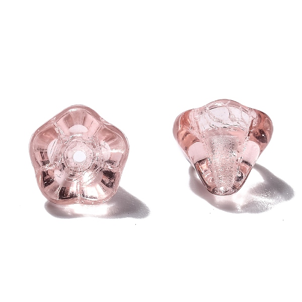 

PandaHall Transparent Czech Glass Beads, Flower, Pink, 10x8mm, Hole: 2mm, about 120pcs/bag Czech Glass Flower Pink