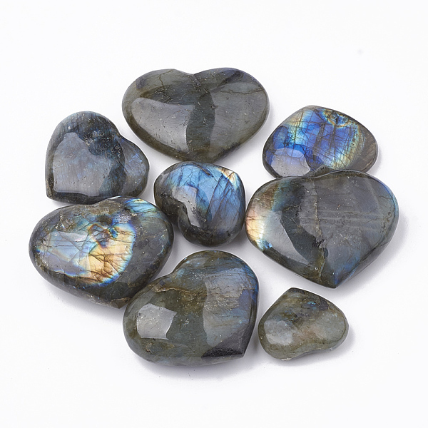 

PandaHall Natural Labradorite Home Decorations, Heart Love Stones, Pocket Palm Stones for Reiki Balancing, 25~60x25~60x9~17mm Labradorite...