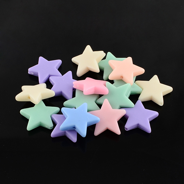 

PandaHall Star Solid Color Opaque Acrylic Beads, Mixed Color, 22x22x5mm, Hole: 2mm, about 470pcs/500g Acrylic Star Multicolor