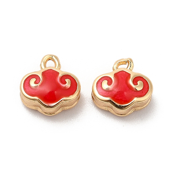 

PandaHall Brass Enamel Charms, Real 18K Gold Plated, Auspicious Clouds Charm, Red, 7.7x7.5x4.5mm, Hole: 1mm Brass+Enamel Cloud Red
