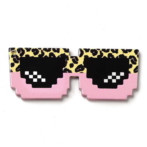 

PandaHall Cute Opaque Printed Acrylic Pendants, Glasses with Leopard Print Charm, Pink, 55x21.5x2.5mm, Hole: 2mm Acrylic Glasses Pink