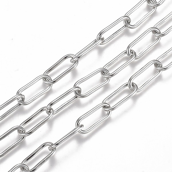 

PandaHall 304 Stainless Steel Paperclip Chains, Drawn Elongated Cable Chains, with Spool, Unwelded, Stainless Steel Color, Link: 17x7x1.5mm...