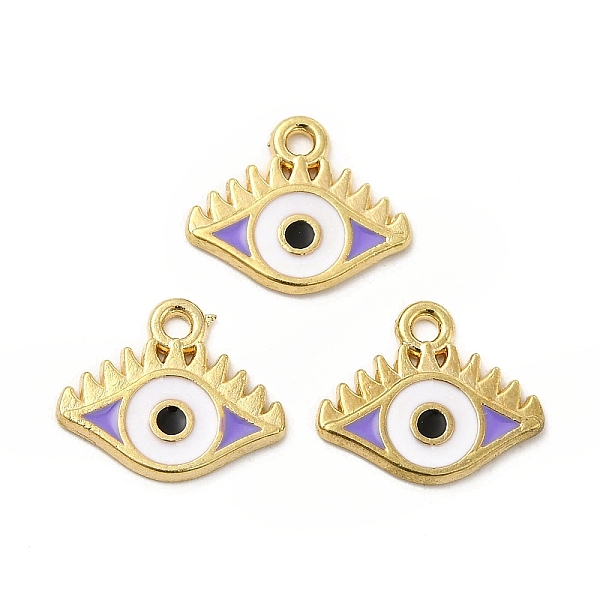 

PandaHall Alloy Enamel Pendants, Eye Charm, Golden, Lilac, 12.5x15x1.5mm, Hole: 1.4mm Alloy+Enamel Eye Purple