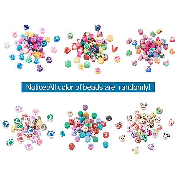 

PandaHall DIY Jewelry Making, with Mixed Shape Handmade Polymer Clay Beads, Waxed Polyester Cords and Elastic Crystal Thread, Mixed Color..., Multicolor