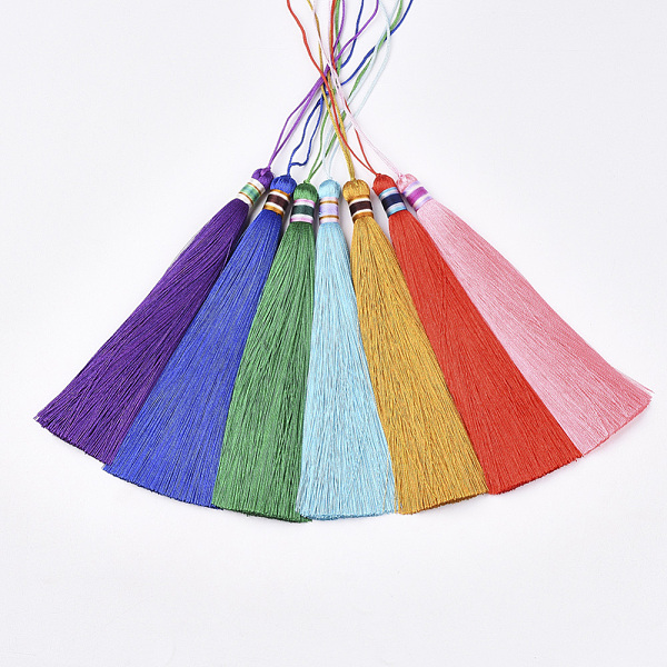

PandaHall Polyester Tassel Big Pendant Decorations, Mixed Color, 320~330mm Polyester Multicolor