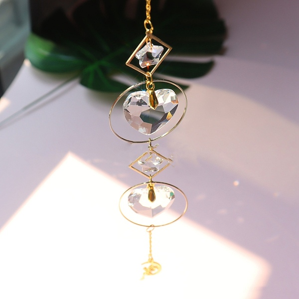 

PandaHall Glass Pendant Decoration, Suncatchers, with Iron Finding, Round, 420mm. Glass Round