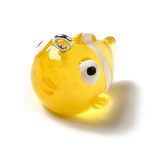 

PandaHall Marine Series Transparent Resin Pendants, Clownfish Charm, with Platinum Plated Iron Findings, Gold, 17x17.5x21mm, Hole: 2mm...